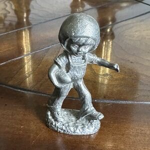 Vintage John Sullivan 1975 Boy Playing Football Pewter Figurine 2.75 inch Signed
